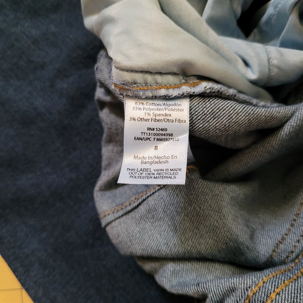 Time and Tru  Blue Jeans Elastic Waist with Belt Misses Size 8 - Picture 4 of 9